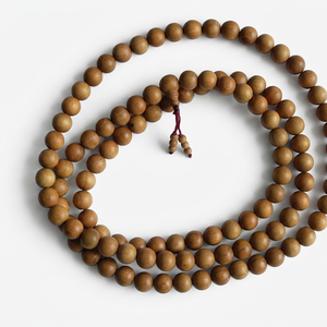 Riddhi Siddhi Pure 108 Mala Beads 12mm Round Natural Dark Golden Brown Sandalwood Tibetan Beads From Rajasthan - Product Image 1