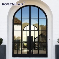 Puertas Batientes Dobles de Aluminio Ultra Estrechas Impermeables Rogenilan, Puerta Exterior de Cristal Simple para Casas