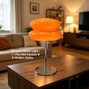 Modern Minimalist Orange White Iron Pc Bedroom Restaurant <b>Decorative</b> <b>Lighting</b> Switch Control Led Table Lamp - Product Image 4