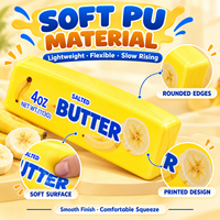 Jouet Squishy en forme de barre de beurre de fruits, en PU souple, à remontée lente, anti-stress, motifs assortis, boîte de présentation en gros