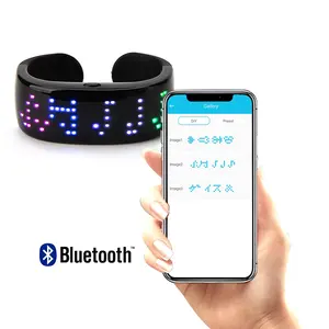 Gelang Gigi Biru LED RGB Terbaru, Gelang Kulit LED Bisa Diprogram dengan Aplikasi Yang Dapat Diisi Ulang USB Keamanan Malam Hari