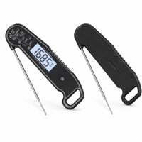 Thermomètre alimentaire à lecture instantanée avec sonde thermocouple en acier inoxydable 304, aimant puissant et arrêt automatique après 1 minute pour barbecue, fumoir, four, grill, viande