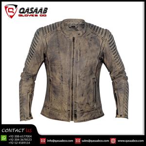Hombres de cuero genuino Pu transpirable Biker Marrón Casual Slim-Fit Fabricante Cremalleras largas Chaquetas de diseño personalizado - Product Image 3