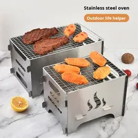 Barbecue portable LOVITA en acier inoxydable, pliable, pour le camping, pour rôtir de la viande, griller du poisson