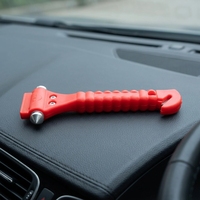 Marteau d'urgence multifonctionnel pour véhicule, double cône en plastique, brise-vitre, outil de coupe de ceinture de sécurité dissimulé, rouge, 17,3x6,5x2cm