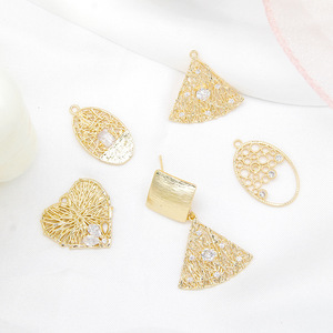 จี้กลวงชุบทองทองแดงรูปทรงผสมสำหรับต่างหูทำเครื่องประดับ - Product Image 3