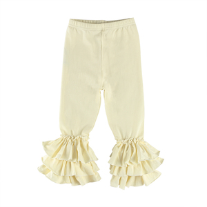 Leggings con Volantes para Niños Pequeños, Color Sólido, Triple Algodón, Ropa Infantil al por Mayor, Pantalones con Volantes para Niñas - Product Image 5