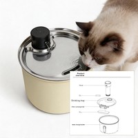 Fontaine à eau sans fil pour animaux de compagnie en acier inoxydable avec capteur radar intelligent et détection d'eau sale pour chats et chiens