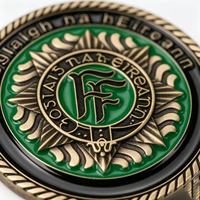 Pièce de monnaie émaillée vintage des Forces de Défense d'Irlande, badge circulaire en bronze antique, design de lettres en relief, souvenir