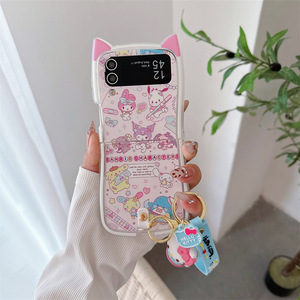 Per Samsung Z Flip 6 custodia del telefono cellulare cartone animato carino Sanli Samsung cat orecchio con ciondolo cover protettiva per Samsung Z Flip 5 4 3 - Product Image 3
