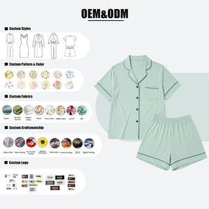 Hongbo manica corta <span class=keywords><strong>donna</strong></span> pigiami da notte <span class=keywords><strong>donna</strong></span> con Shorts all'ingrosso basso Moq di bambù <span class=keywords><strong>viscosa</strong></span> Design stampa colore <span class=keywords><strong>pigiama</strong></span> da <span class=keywords><strong>donna</strong></span> - Product Image 4