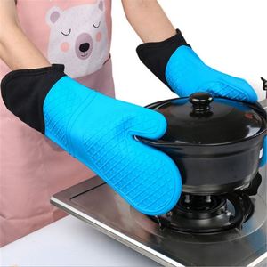 Nouveaux gants en silicone de cuisine résistants à la chaleur à ouverture oblique personnalisés avec coton intérieur chaud - Product Image 3