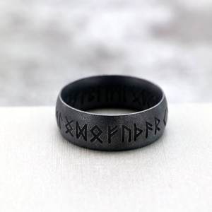 Nordic Vintage Stainless Steel <b>Ring</b> Viking Rune Letter Band Hip Hop Style Gift Jewelry - Product Image 1