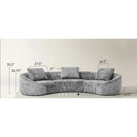 Juego de Sofás Modulares Curvos Personalizados de Fábrica, Tela Chenilla Gris Oscuro, Forma de L, Moderno, para Sala de Estar, con Cojines Tapizados