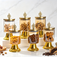 Set Stoples Penyimpanan Crown 6 Buah Terbuat dari Kaca Borosilikat Kapasitas Besar Serbaguna untuk Penyimpanan Makanan Rumah Tangga