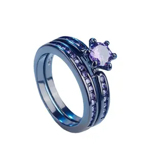 Conjunto de anel de casamento 2022, anel de noivado branco e dourado, cristal da moda, anéis de casamento, conjunto de casamento para mulheres