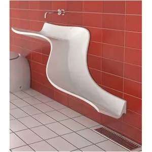 ユニークなデザインのカスタム形状の床に取り付けられた洗面台コリアン固体表面ポータブル手洗い洗面台