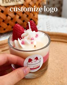 Bougie artisanale en cire de soja dans un bocal en verre, forme cylindrique, parfumée, écologique, idéale pour les fêtes, style cornet de glace LANJO DIY, luxe - Product Image 5