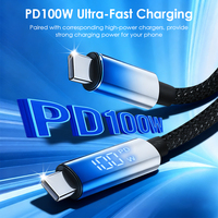 Chargeurs rapides OEM ODM PD100W, cordon en nylon tressé durable, câble C vers C avec puce E-marker, affichage numérique pour iPad pour Macbook