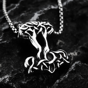 จี้ต้นไม้แห่งชีวิตสไตล์ไวกิ้ง ทำจากสแตนเลสสตีล ดีไซน์ไม่สมมาตร เหมาะสำหรับผู้ชาย สวมใส่ได้ทุกวัน แมทช์กับเสื้อผ้าได้ - Product Image 2