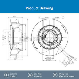 For R3G250-8317076409 R3G250-RE07-07 220VAC 170W 1.4A 2534RPM OEM 250mm EC Motor Air Purifier Fresh Air System Centrifugal - Product Image 4