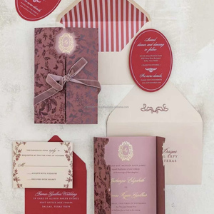 Luxury Classic <b>Wedding</b> <b>Invitation</b> Card Elegant <b>Embossed</b> Design Custom Size Color Letterpress Printing Fancy Paper Custom Logo - Product Image 4