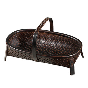 Handmade <b>Bamboo</b> Lacquer <b>Basket</b> Set Rectangle Storage For Tea Ceremony Snack Plate Living Room Use - Product Image 5
