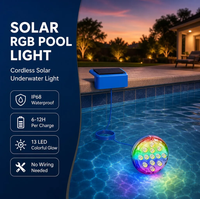 Lumière de piscine à énergie solaire RGB, lumière sous-marine sans fil, étanche IP68, 13 LED, pour piscine, spa, fontaine, cour, terrasse