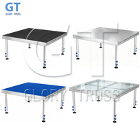 Scène modulaire portable en alliage d'aluminium et contreplaqué pour événements, performances DJ, montage rapide