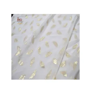 Solid Color Silk Chiffon Metallic Flower Jacquard Fabric