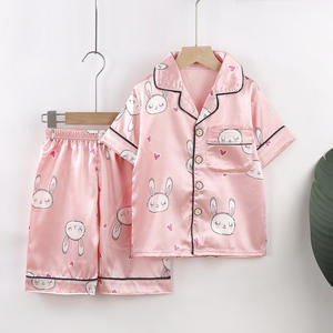 Conjunto de Ropa de Dormir Ligera de Seda de Hielo con Dibujos Animados Transpirable para Niños, Primavera Verano, Conjunto de Pijamas para Niños y Niñas - Product Image 4