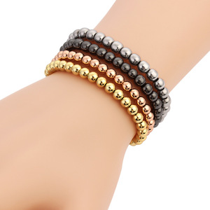 Adjustable 4mm Stainless Steel <strong>Bead</strong> <strong>Bracelet</strong> 46pcs Ball Beaded Handmade Silver Gold Black Rose Plating Jewelry Gift - Product Image 2