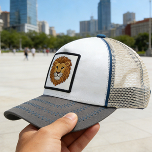 Gorra Trucker de Lona de 5 Paneles con Bordado de León Vintage, Malla Trasera, Ligera, Transpirable, Ajustable, Estilo Hip Hop, para Ciclismo y Pesca - Product Image 6