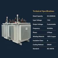 Tinda S11 11kV 3 Faz Yağlı Tip Dağıtım Trafosu 50kVA - 2500kVA Bakır Sargılı CRGO Çekirdekli IEC 60076 Güç Şebekesi için
