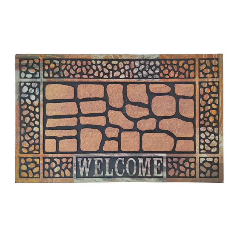3d Printed Customized Entrance Flocking Fiber Outdoor Anti-slip Personalized Polyester Surface Printing Rubber Door Mat