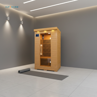 Design moderne pour 2 personnes Bain de vapeur infrarouge lointain Sauna Panneau de commande par ordinateur Chauffage au carbone 7 chauffages électriques en bois de pruche massif
