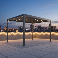 Gazebo carré motorisé en aluminium 3x4 m avec toit à persiennes, revêtement poudré, système de connexion simple, pour balcon, jardin et fêtes - Idéal pour le bricolage à domicile