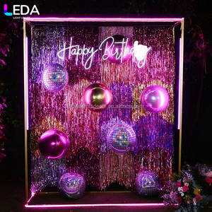 LEDA Shine Sequin Wall Disco Ball Party Backdrop Stand Led Metal Photo Box Frame for Wedding Birthday - Product Image 5