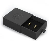 Boîte à bagues noire personnalisée pour boucles d'oreilles bracelet collier boîte à bijoux emballage dessin paquet boîte à bijoux en papier à tiroir coulissant avec logo