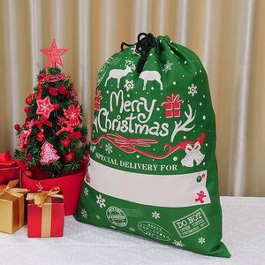 Sac cadeau de Noël grande capacité en lin vert avec cordon de serrage, sac classique de Noël Père Noël avec cordon de serrage pour cadeaux - Product Image 4
