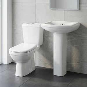 WC à deux pièces avec cuvette à chasse directe et lavabo demi-pied pour l'Afrique – Sanitaires indiens pour le Ghana - Product Image 5
