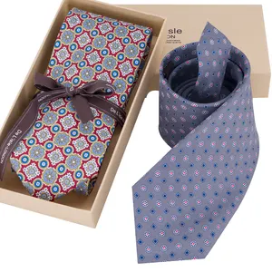 Hamocigia 100% Organic Silk Jacquard 7 Fold Tie Men Cravat Supplier Neckties