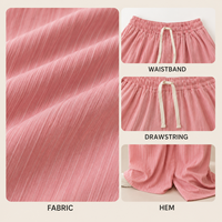 Pantalon large pour femme avec logo personnalisé, tissu rayé froissé, taille élastique avec cordon de serrage, décontracté et confortable pour les voyages