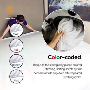 Fabriek Groothandel 5 Sterren Hotel Kwaliteit Wit Polyester/Katoen 250tc Multifunctionele Bulk Flat <span class=keywords><strong>Sheet</strong></span> Met Gekleurde Lijnen Beddengoed - Product Image 4