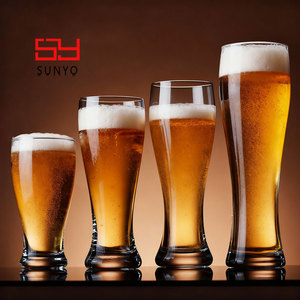 Vaso de Cerveza Transparente Clásico SUNYO con Logotipo Personalizado, Vaso de Cerveza de Cristal Soplado a Mano, Vasos Populares para Beber - Product Image 1
