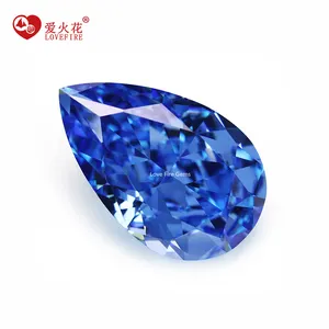 factory wholesale crush zircon stone pear shape blue color synthetic loose stones radiant ice cut cubic zirconia