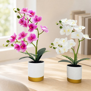 Orchidées Phalaenopsis artificielles avec pot, décoration intérieure, plante bonsai à 12 fleurs pour la maison, le bureau, accessoires de photographie - Product Image 2