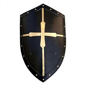 Escudo de Caballero Medieval Negro, Escudo de Guerrero Desgastado por la Batalla, Réplica de Acero de Calibre 18 para LARP - Product Image 3