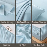 Ensemble de draps en fibre de bambou uni, anti-poussière, drap-housse et taie d'oreiller doux pour la peau, taille Twin, 2 pièces, luxe abordable