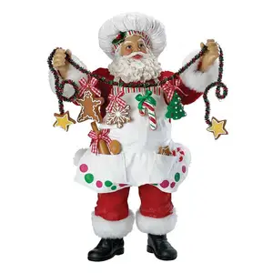 Christmas Chef Santa Claus Resin Statue Home Office Desktop Decoration Christmas Decoration Ornament